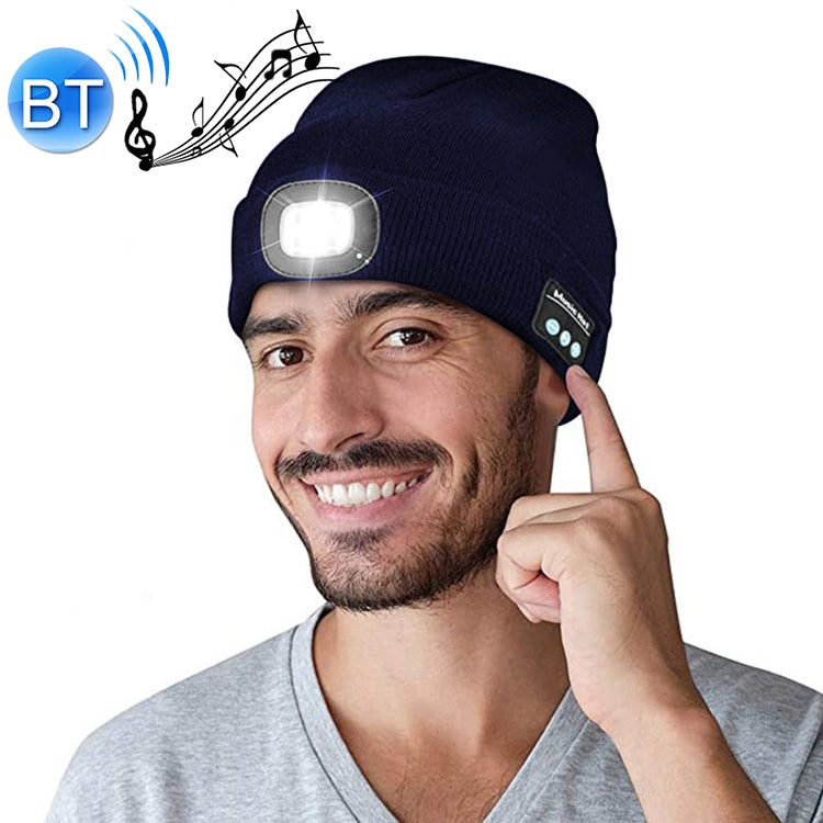 Mũ len dệt LED chiếu sáng cho chạy bộ ban đêm và câu cá ngoài trời, Bluetooth 5.0