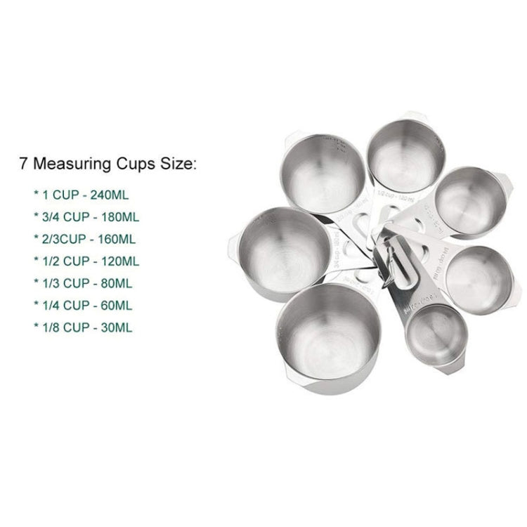 Bộ cốc đo 7 trong 1 bằng thép không gỉ 304, bộ thìa đo 7 trong 1