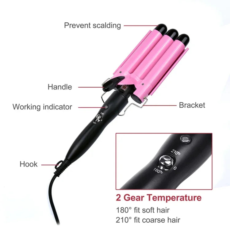 Máy uốn tóc gợn sóng gốm tự động 20-32m 3 thùng, Dụng cụ uốn tóc sóng lớn, 32mm