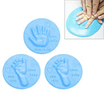Bộ 3 miếng đất sét mềm khô không khí chăm sóc bé, mực tay chân cho bé, màu xanh dương, xanh lá, hồng, tím, cam, đỏ, trắng, vàng