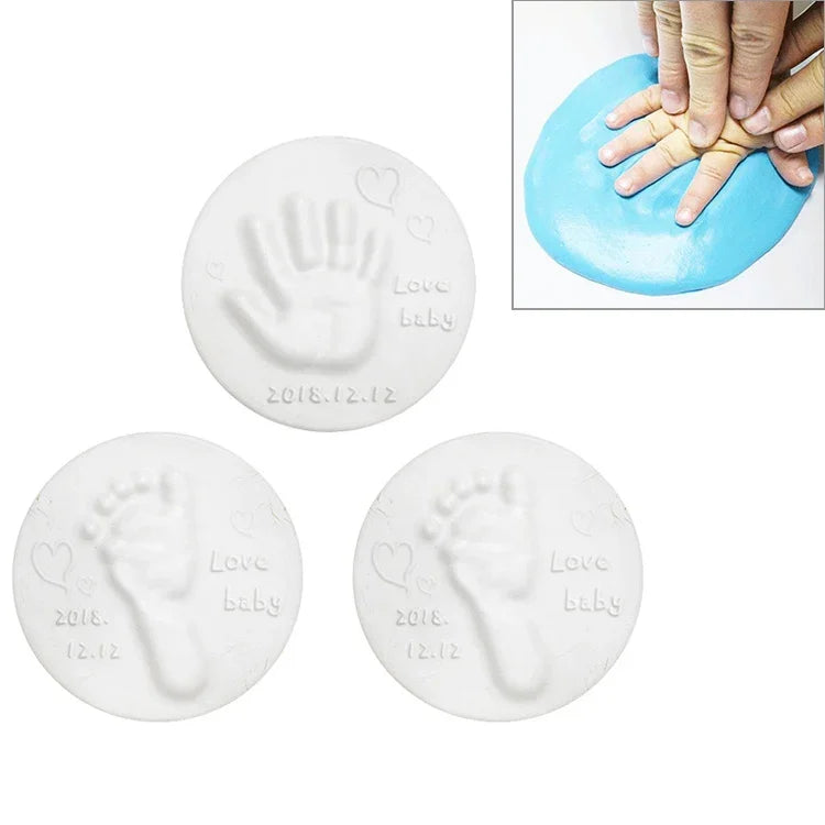 Bộ 3 miếng đất sét mềm khô không khí chăm sóc bé, mực tay chân cho bé, màu xanh dương, xanh lá, hồng, tím, cam, đỏ, trắng, vàng