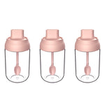 3 cái nắp chống ẩm kiểu Macaron, thìa, lọ gia vị thủy tinh có nhãn, lọ gia vị, lọ mật ong, lọ dầu có chổi quét