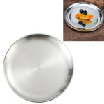 Đĩa tròn dày bằng thép không gỉ, khay cà phê, đĩa trái cây, đĩa bánh xương, đĩa nông, 14cm bạc mờ chải xước, 17cm bạc mờ chải xước, 20cm bạc mờ chải xước, 23cm bạc mờ chải xước, 26cm bạc mờ chải xước