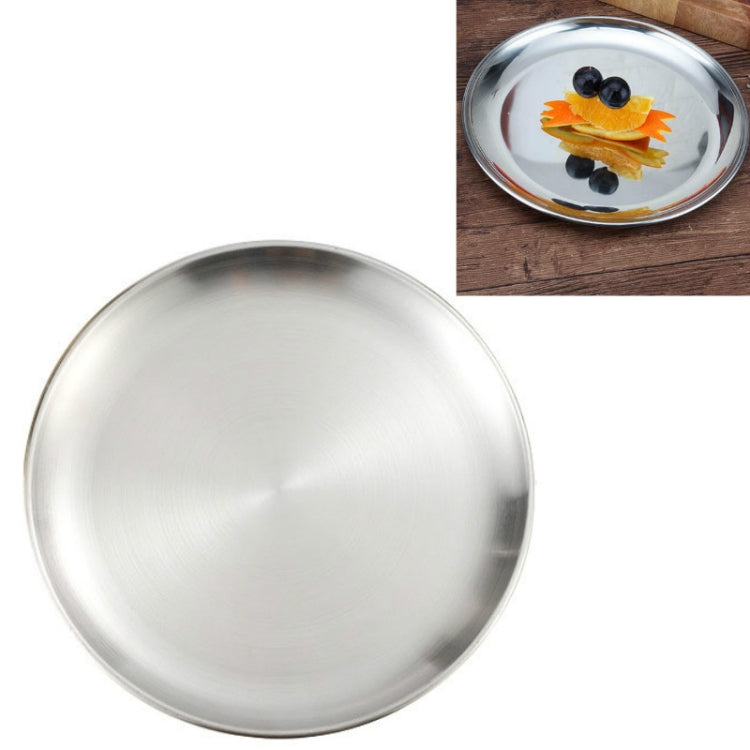 Đĩa tròn dày bằng thép không gỉ, khay cà phê, đĩa trái cây, đĩa bánh xương, đĩa nông, 14cm bạc mờ chải xước, 17cm bạc mờ chải xước, 20cm bạc mờ chải xước, 23cm bạc mờ chải xước, 26cm bạc mờ chải xước