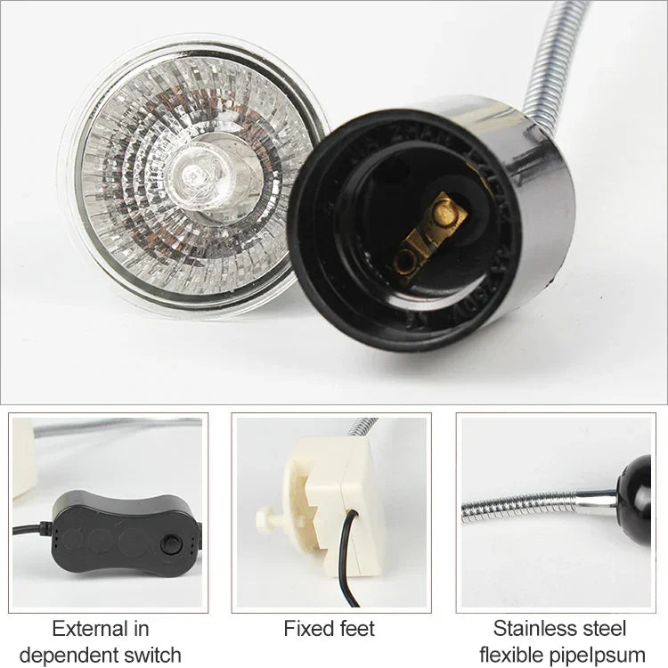 Đèn UVB cho rùa holder đèn sưởi phổ quang đầy đủ ánh sáng mặt trời cho thú cưng, Phích cắm EU, Phích cắm EU