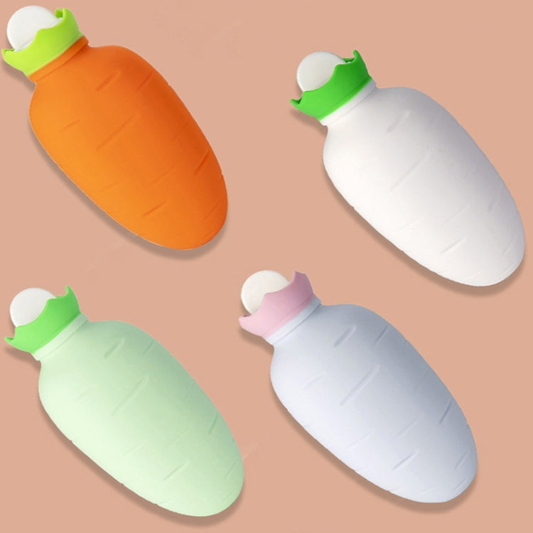 Túi nước nóng silicone hình cà rốt, giữ ấm tay mùa đông chống rò rỉ và chống nổ, màu cam, trắng hồng, trắng xanh, xanh nhạt