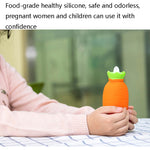 Túi nước nóng silicone hình cà rốt, giữ ấm tay mùa đông chống rò rỉ và chống nổ, màu cam, trắng hồng, trắng xanh, xanh nhạt