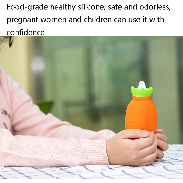 Túi nước nóng silicone hình cà rốt, giữ ấm tay mùa đông chống rò rỉ và chống nổ, màu cam, trắng hồng, trắng xanh, xanh nhạt