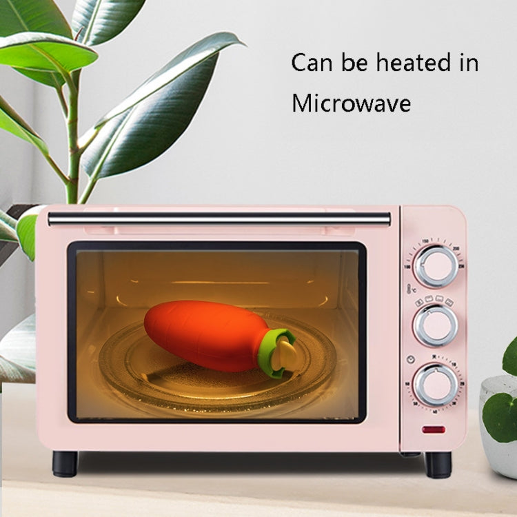 Túi nước nóng silicone hình cà rốt, giữ ấm tay mùa đông chống rò rỉ và chống nổ, màu cam, trắng hồng, trắng xanh, xanh nhạt