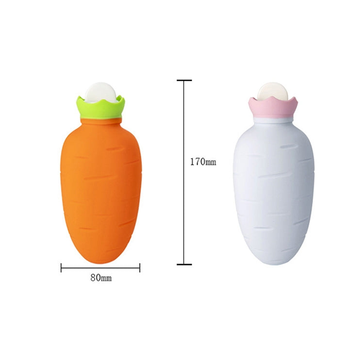 Túi nước nóng silicone hình cà rốt, giữ ấm tay mùa đông chống rò rỉ và chống nổ, màu cam, trắng hồng, trắng xanh, xanh nhạt