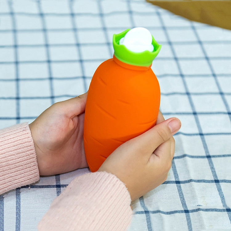 Túi nước nóng silicone hình cà rốt, giữ ấm tay mùa đông chống rò rỉ và chống nổ, màu cam, trắng hồng, trắng xanh, xanh nhạt