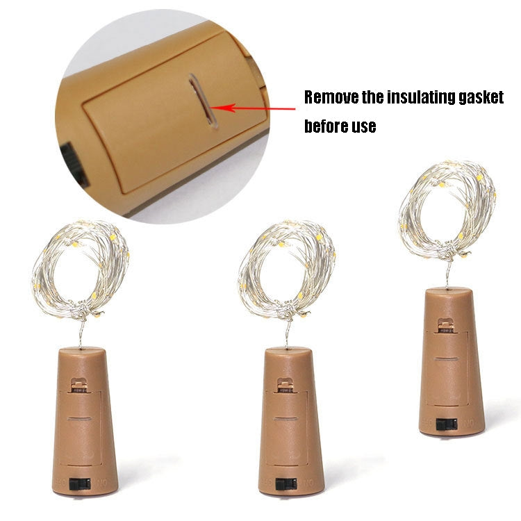10 đèn dây đồng LED nút chai rượu, chống nước IP44, đèn trang trí kỳ nghỉ, dài 2m, 20 đèn LED