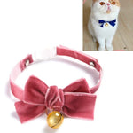 Velvet Bowknot Adjustable Pet Collar Cat Dog Rabbit Bow Tie Accessories, S 17-30cm Bowknot, S 17-30cm Bowknot With Bell