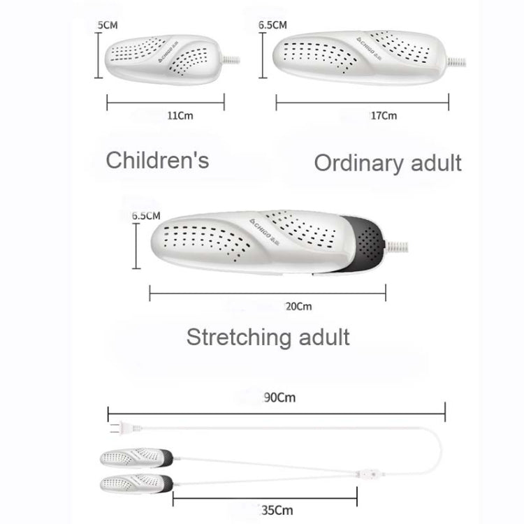 Chigo máy sấy giày 220V gia đình cho người lớn và trẻ em, phích cắm Trung Quốc, 07 trẻ em xanh, 07 trẻ em hồng, 07 người lớn thường, 07 người lớn thu vào, người lớn hẹn giờ, hẹn giờ kéo dài, 02 mẫu, 02 hẹn giờ, trẻ em trắng hẹn giờ