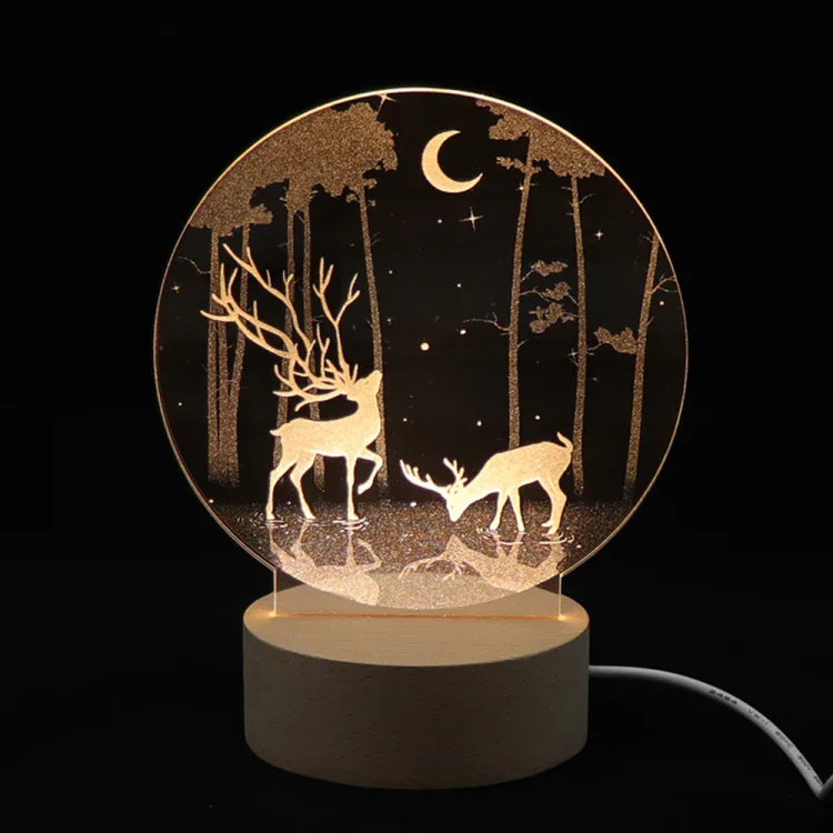 Đèn trang trí không khí 3D acrylic khắc bên trong đèn LED đèn bàn bé gái sáng tạo, hươu đôi, bé gái cá voi, hươu, phi hành gia hoạt hình, chúc ngủ ngon, hồng hạc, trăng tròn, mèo cây, thiên nga, sao và mặt trăng, thiên nga trăng tròn, bé gái mặt trăng