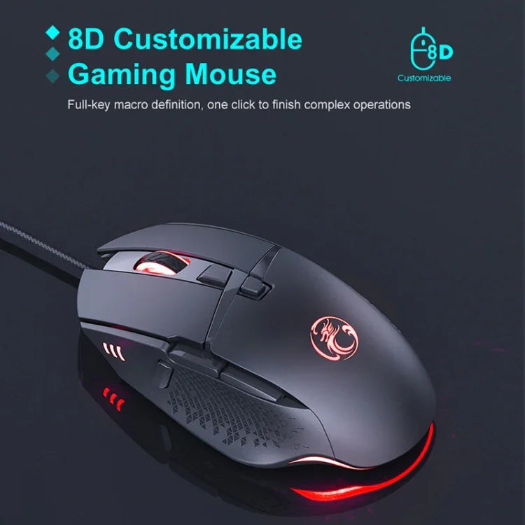 Chuột chơi game có dây iMICE T91 8 phím 7200DPI USB phát sáng, chiều dài cáp: 1.8m