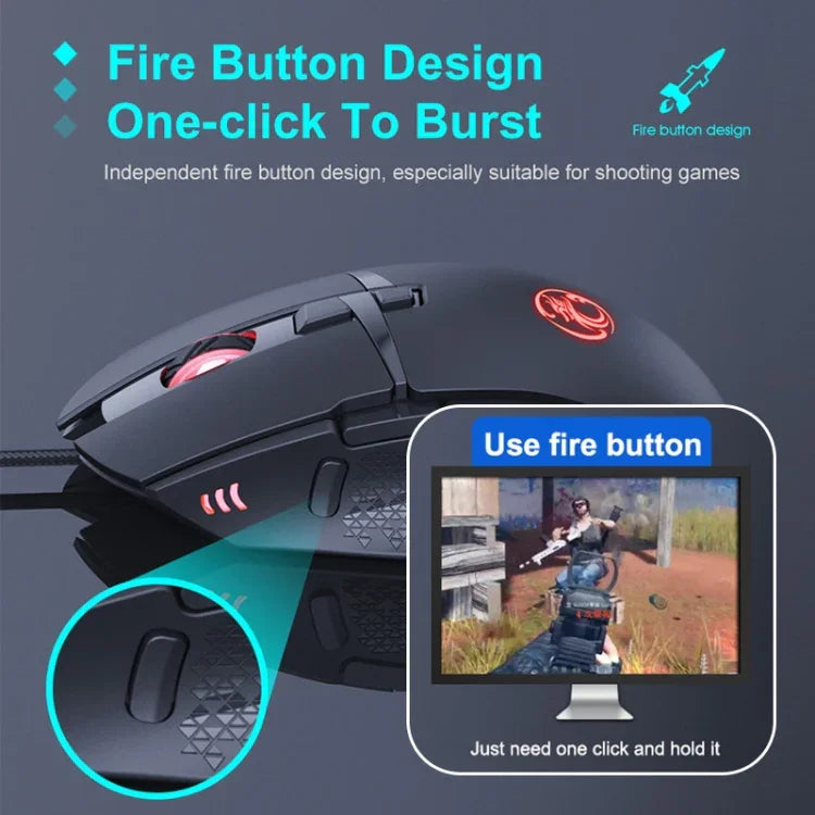 Chuột chơi game có dây iMICE T91 8 phím 7200DPI USB phát sáng, chiều dài cáp: 1.8m