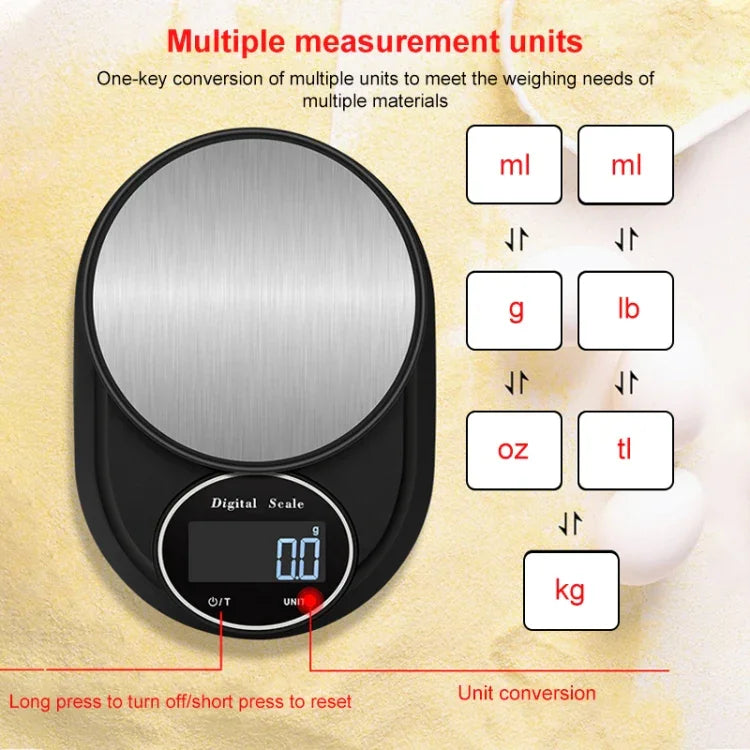 Cân điện tử nhà bếp độ chính xác cao bằng thép không gỉ, Cân trang sức, Viền 5kg/1g, Không viền 5kg/1g, Viền 3kg/0.1g, Không viền 3kg/0.1g, Viền 5kg/0.1g, Không viền 5kg/0.1g