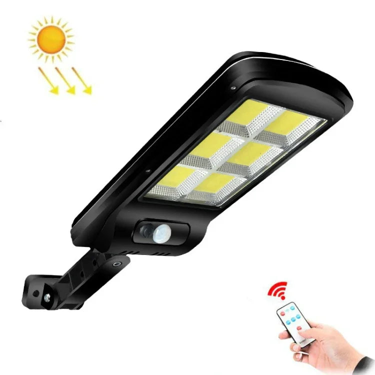 Đèn đường năng lượng mặt trời 10W cảm ứng cơ thể người + điều khiển ánh sáng đa chức năng, điều khiển từ xa ngoài trời, 6 COB có điều khiển từ xa