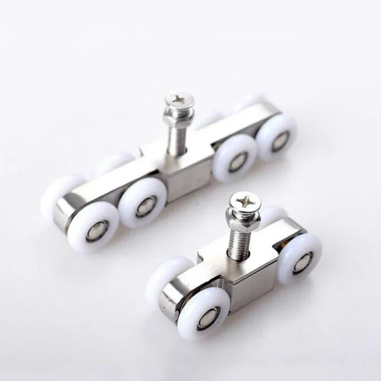 Bánh xe treo cửa trượt thép không gỉ trượt êm ái và chống mài mòn ròng rọc cửa trượt ray treo nylon, 4 bánh, 8 bánh