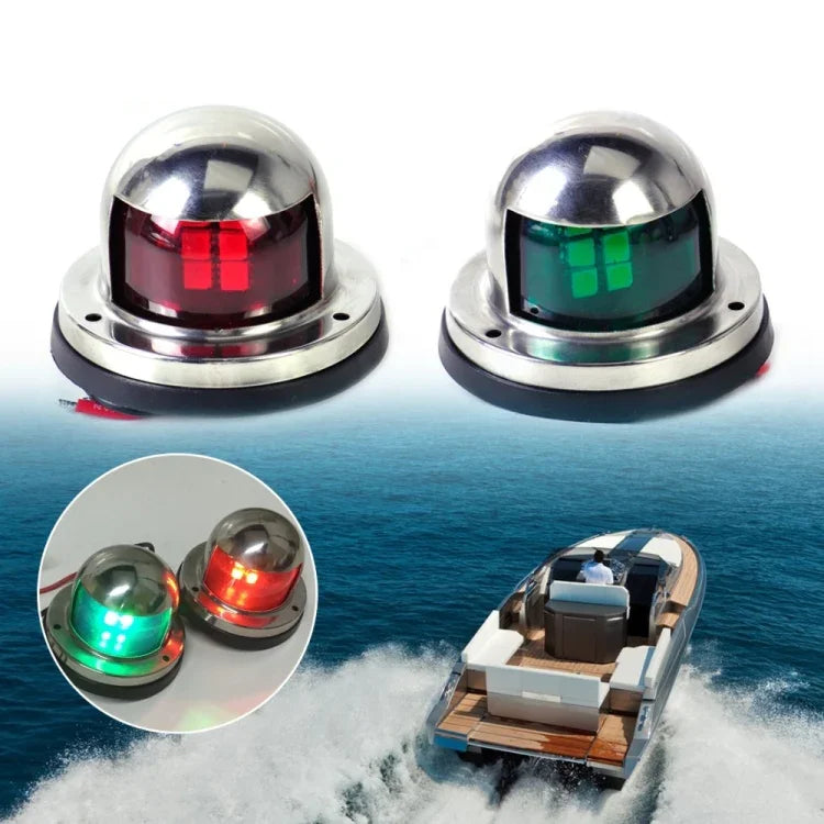 1 cặp đèn LED điều hướng bằng thép không gỉ tín hiệu đỏ xanh cho thuyền biển, đèn cảnh báo du thuyền, DC 12V, 1 cặp 12V