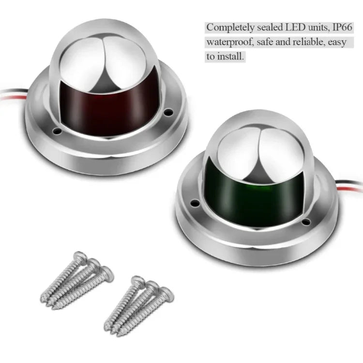 1 cặp đèn LED điều hướng bằng thép không gỉ tín hiệu đỏ xanh cho thuyền biển, đèn cảnh báo du thuyền, DC 12V, 1 cặp 12V