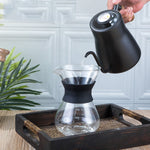 304 Stainless Steel Coffee Hand Pot Wooden Handle Coffee Pot Teflon Long-Mouth Slender Pot, Without Thermometer, With Thermometer