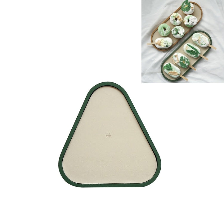 Desktop Shallow Storage Tray Sundries Tray Jewelry Display Tray, , Oval (Warm Brown), , Triangle (Warm Brown), , Round (Warm Brown), , Oval (Dark Green), , Triangle (Dark Green), , Round (Dark Green), , Oval (Green Lotus), , Triangle (Green Lotus)