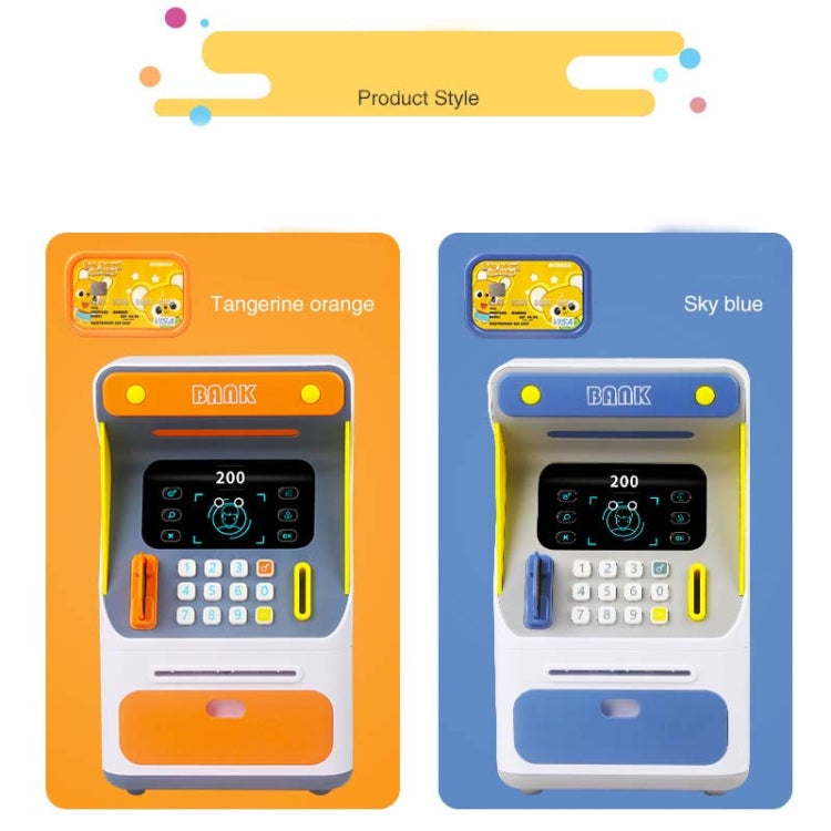 Hộp gửi tiền ATM mô phỏng nhận diện khuôn mặt, két tiền cuộn tự động mật khẩu mô phỏng, màu cam (phiên bản pin), màu xanh dương (phiên bản pin), màu cam (phiên bản sạc), màu xanh dương (phiên bản sạc)