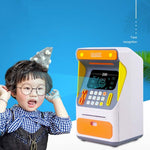 Hộp gửi tiền ATM mô phỏng nhận diện khuôn mặt, két tiền cuộn tự động mật khẩu mô phỏng, màu cam (phiên bản pin), màu xanh dương (phiên bản pin), màu cam (phiên bản sạc), màu xanh dương (phiên bản sạc)