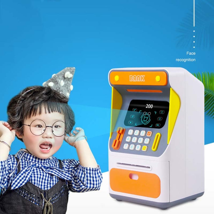 Hộp gửi tiền ATM mô phỏng nhận diện khuôn mặt, két tiền cuộn tự động mật khẩu mô phỏng, màu cam (phiên bản pin), màu xanh dương (phiên bản pin), màu cam (phiên bản sạc), màu xanh dương (phiên bản sạc)