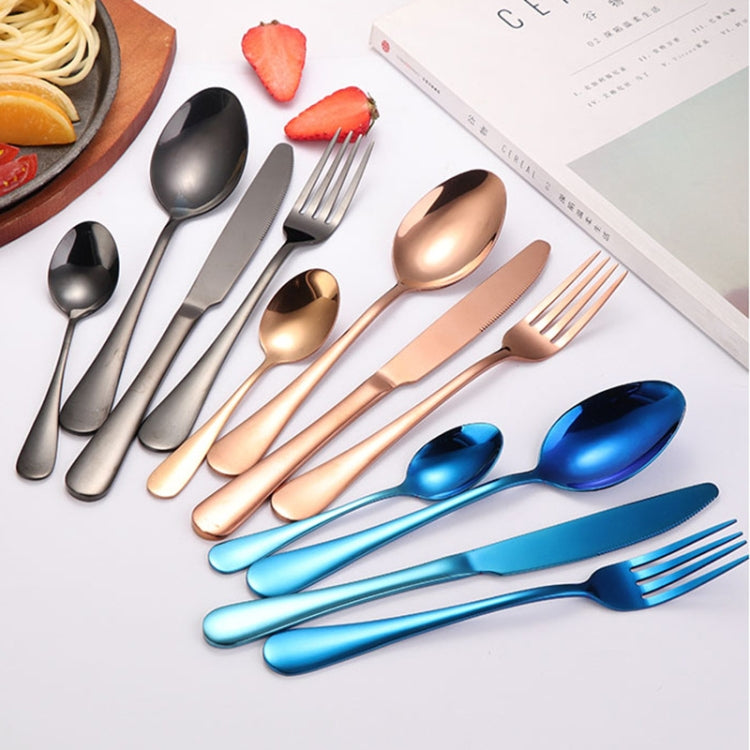 Bộ dao dĩa thép không gỉ 24 trong 1, bộ dụng cụ cắt bít tết kiểu Tây, màu bạc, vàng, vàng hồng, màu cầu vồng, đen