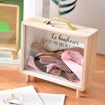 Heo đất bằng gỗ dung tích lớn, hộp tiết kiệm cho trẻ em, phụ kiện để bàn sáng tạo