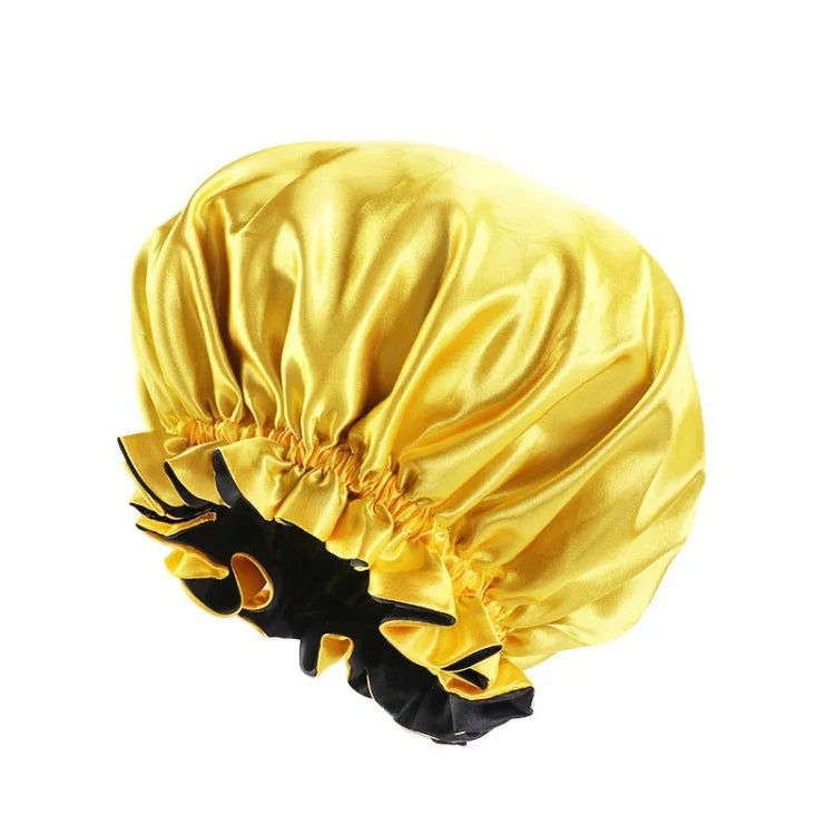 Mũ đêm ren lớn hai lớp satin TJM-443A mũ tròn mũ hóa trị, một kích cỡ có thể điều chỉnh