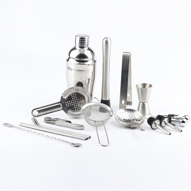 Bộ bình lắc cocktail bằng thép không gỉ 18 trong 1, đế tre oval, bộ dụng cụ bar, 350ml, 550ml, 750ml