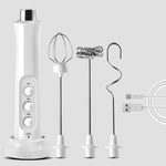 Máy đánh trứng điện mini không dây cầm tay dùng trong gia đình, máy đánh sữa bọt, màu trắng, đen