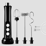 Máy đánh trứng điện mini không dây cầm tay dùng trong gia đình, máy đánh sữa bọt, màu trắng, đen