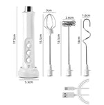 Máy đánh trứng điện mini không dây cầm tay dùng trong gia đình, máy đánh sữa bọt, màu trắng, đen