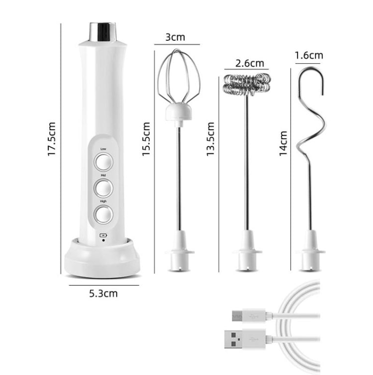 Máy đánh trứng điện mini không dây cầm tay dùng trong gia đình, máy đánh sữa bọt, màu trắng, đen