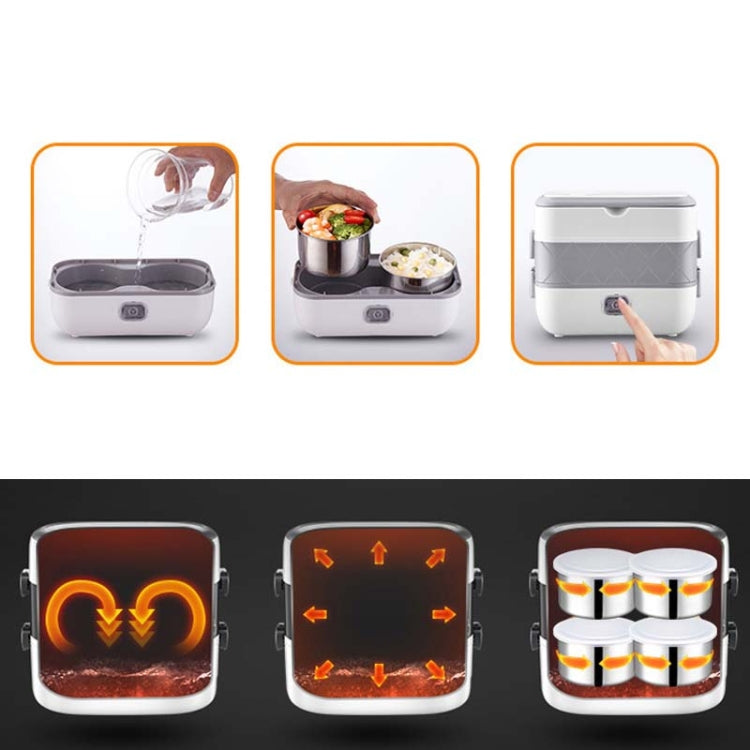 Hộp cơm có chức năng hâm nóng và giữ nhiệt, có thể cắm điện, nồi cơm văn phòng, phích cắm EU, hai ngăn