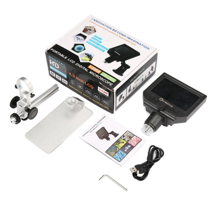 Kính hiển vi sửa điện thoại di động G600A HD màn hình 4.3 inch, kính hiển vi kỹ thuật số, kính hiển vi điện tử, phích cắm EU, phích cắm US