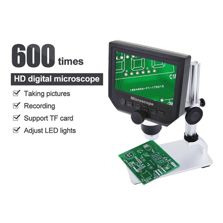 Kính hiển vi sửa điện thoại di động G600A HD màn hình 4.3 inch, kính hiển vi kỹ thuật số, kính hiển vi điện tử, phích cắm EU, phích cắm US