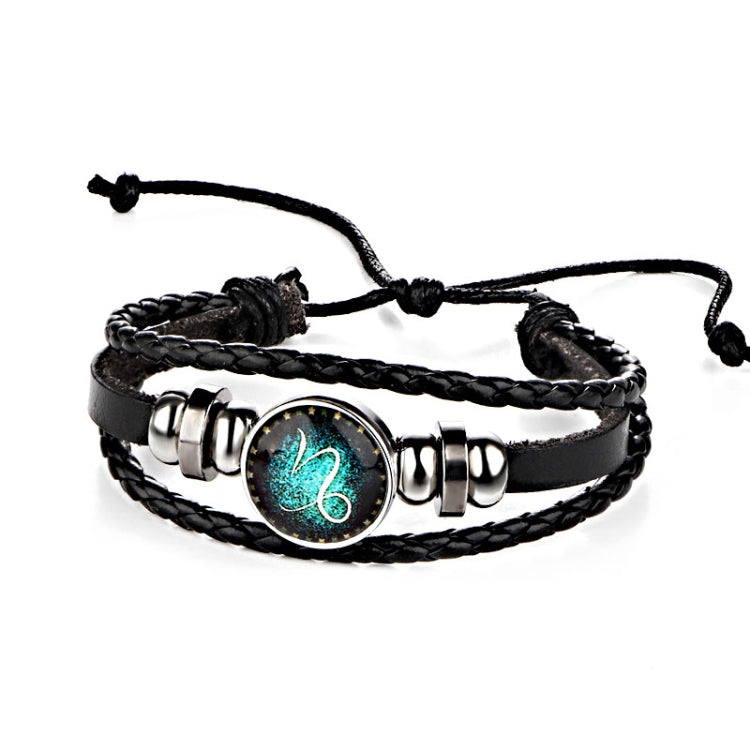 Constellations Couple Retro Weave Bracelets Leather Beads Bangle Bracelet, Capricornus