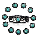 Constellations Couple Retro Weave Bracelets Leather Beads Bangle Bracelet, Capricornus