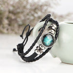 Constellations Couple Retro Weave Bracelets Leather Beads Bangle Bracelet, Capricornus