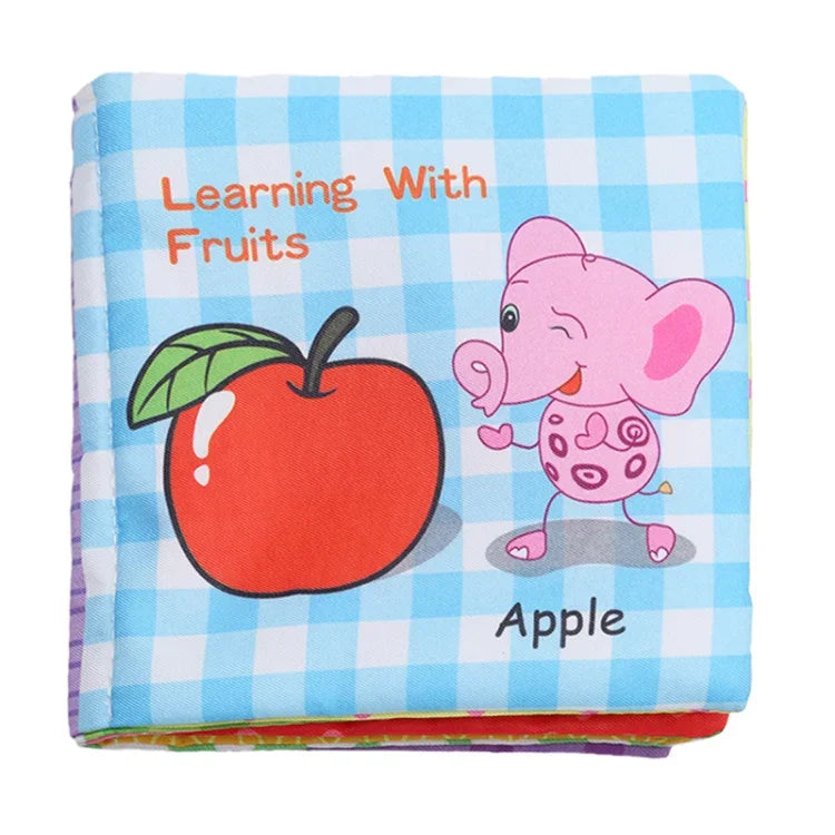 Baby Rattles Toy Soft Animal Cloth Book Newborn Stroller Hanging Toy Early Learning Education Baby Toys, Fruit, Vegetable, Shape, Vehicle