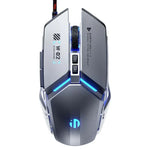 Chuột có dây cơ học chơi game USB Inphic W-02 6 phím lập trình macro phát sáng cho văn phòng tại nhà, W-02 (Xám kim loại)