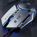 Chuột có dây cơ học chơi game USB Inphic W-02 6 phím lập trình macro phát sáng cho văn phòng tại nhà, W-02 (Xám kim loại)
