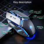 Chuột có dây cơ học chơi game USB Inphic W-02 6 phím lập trình macro phát sáng cho văn phòng tại nhà, W-02 (Xám kim loại)