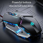 Chuột có dây cơ học chơi game USB Inphic W-02 6 phím lập trình macro phát sáng cho văn phòng tại nhà, W-02 (Xám kim loại)
